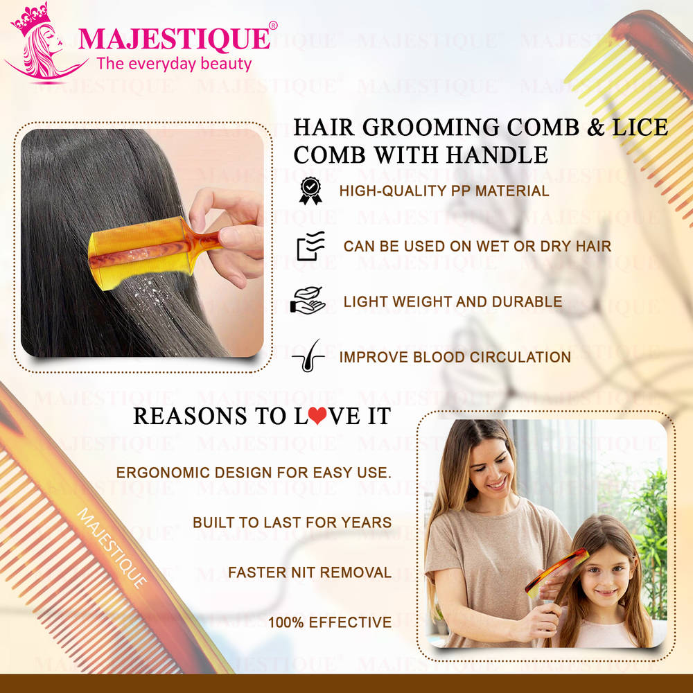 Image 6 of Majestique Hair Grooming & Lice Comb Set - Multicolour