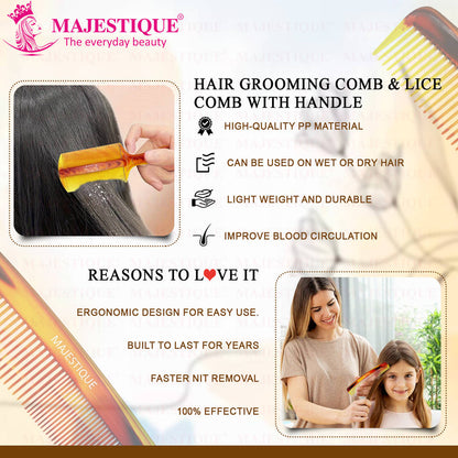 Image 6 of Majestique Hair Grooming & Lice Comb Set - Multicolour
