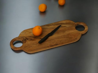Image 6 of Vesta Homes Wooden Platter, Serving Board, Charcuterie, and Cheese and Cutting Board for Kitchen | Natural Acacia Wood | 61x23x1.5 cm