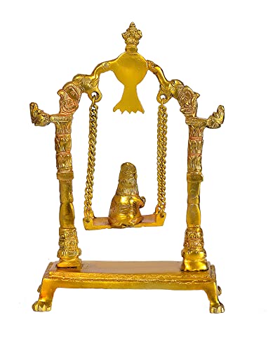 Image 4 of AONA Brass Bal Gopal Ladoo Gopal Jhula Swing