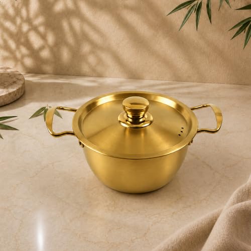 Image 2 of Large for the product Spillbox Stainless Steel Gold Coated Serving Bowl with Lid (Small)