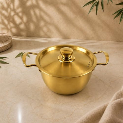 Image 2 of Large for the product Spillbox Stainless Steel Gold Coated Serving Bowl with Lid (Small)