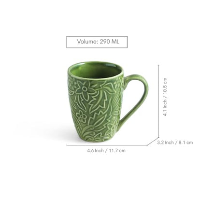 Image 6 of ExclusiveLane Green Flora Ceramic Coffee Mugs Set of 2 290 ml