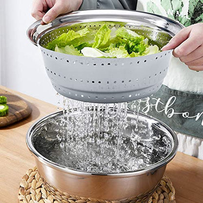 Image 2 of Spillbox Stainless Steel Colander | Strainer | Sieve Combo of 2 Sizes