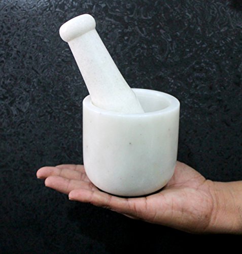 Image 4 of KLEO 3.5" Wide White Marble Stone Mortar and Pestle Set