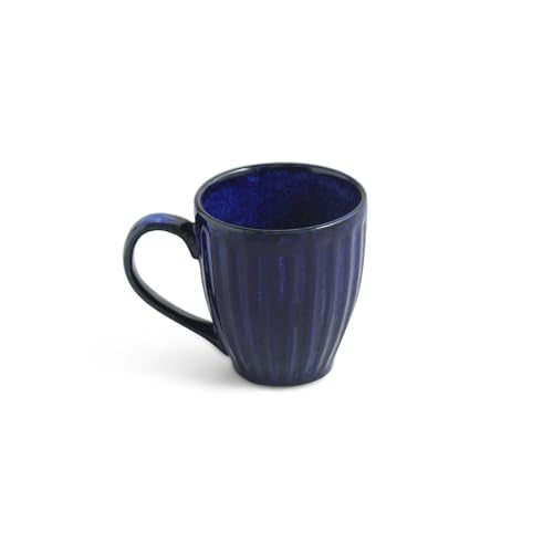 Image 4 of ExclusiveLane Midnight Ribbed Hand-Embossed Ceramic Coffee Mug Set of 2 260 ML