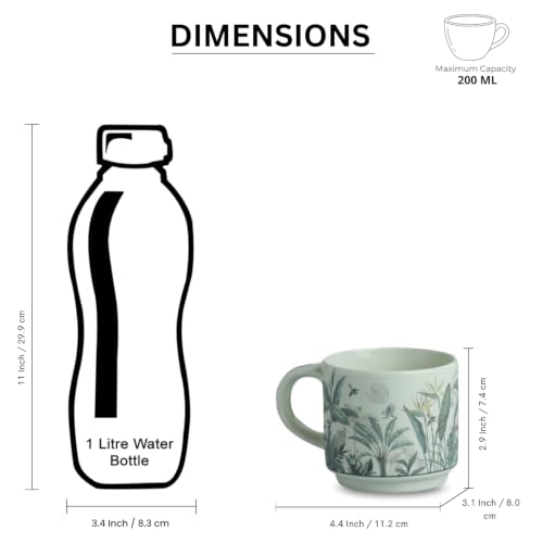 Image 7 of ExclusiveLane Jungle Brew Decal Ceramic Tea Cups Set of 4 200 ml
