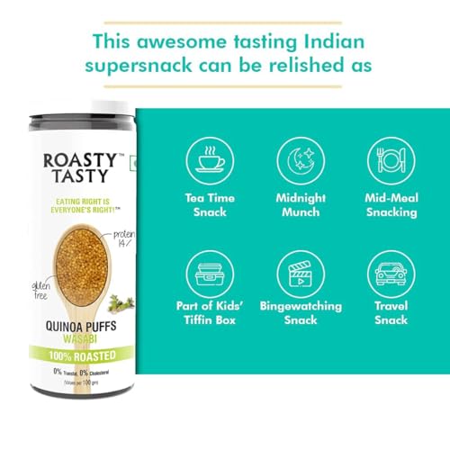 Image 6 of Roasty Tasty Wasabi Flavour Roasted Quinoa Puffs Pack of 2 (60g each)