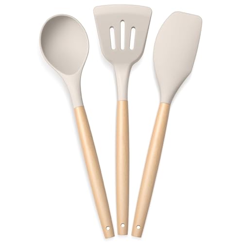 Image 1 of Default Title for the product PANCA Silicone Non Stick Spatula Set of 3 with Wooden Handle