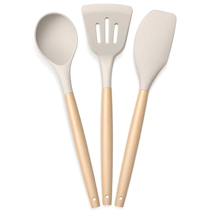 Image 1 of Default Title for the product PANCA Silicone Non Stick Spatula Set of 3 with Wooden Handle