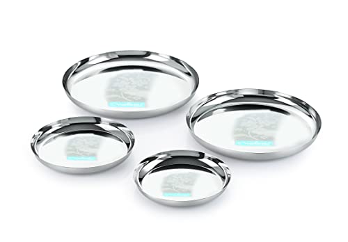 Image 1 of Default Title for the product neelam Stainless Steel J.K Khumcha Thali Set of 4, 18 cm