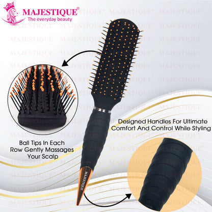 Image 4 of Majestique Detangling Flat Hair Brush HR155 Styling, Blow Drying, Shaping - Perfect for Travel