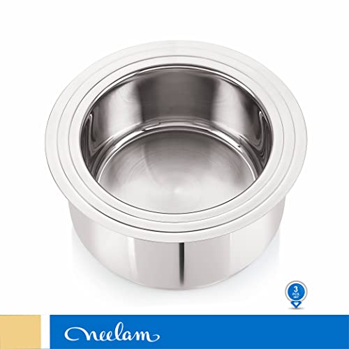 Image 3 of neelam Stainless Steel Induction Bottom Boil and Stock Cookware Set of 3 Pcs(1950ml, 2550 ml,3200ml) Silver, Medium, CCKS003IB