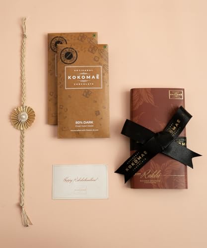 Image 2 of KOKOMAE Rakhi Gift Hamper | 2 x 80% Dark Chocolate Bars