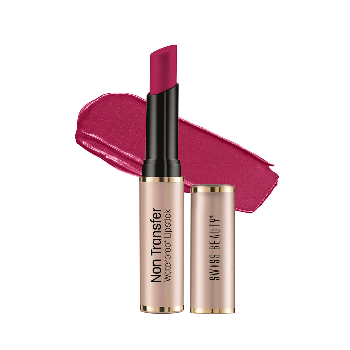 Image 1 of 3 gm / Pack of 1 for the product Swiss Beauty Non Transfer Waterproof Lipstick - 404 Vivid Magenta