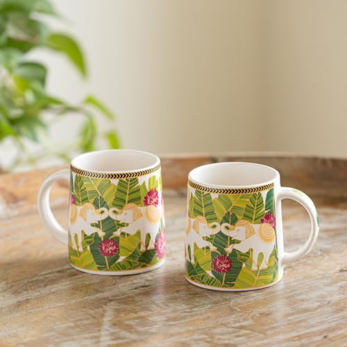 Image 2 of ExclusiveLane Gaj Bagh Decal Ceramic Coffee Mugs Set of 2 330 ml