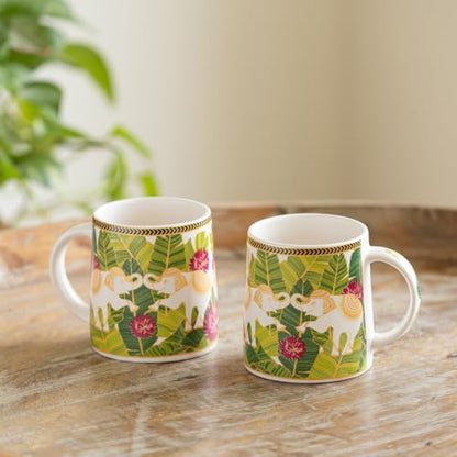 Image 2 of ExclusiveLane Gaj Bagh Decal Ceramic Coffee Mugs Set of 2 330 ml