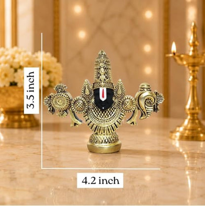 Image 2 of Gold Art India Ganesha Idol for Car Dashboard & Kamdhenu Idol for Vastu Decor (Gold Antique Matte, Oval)