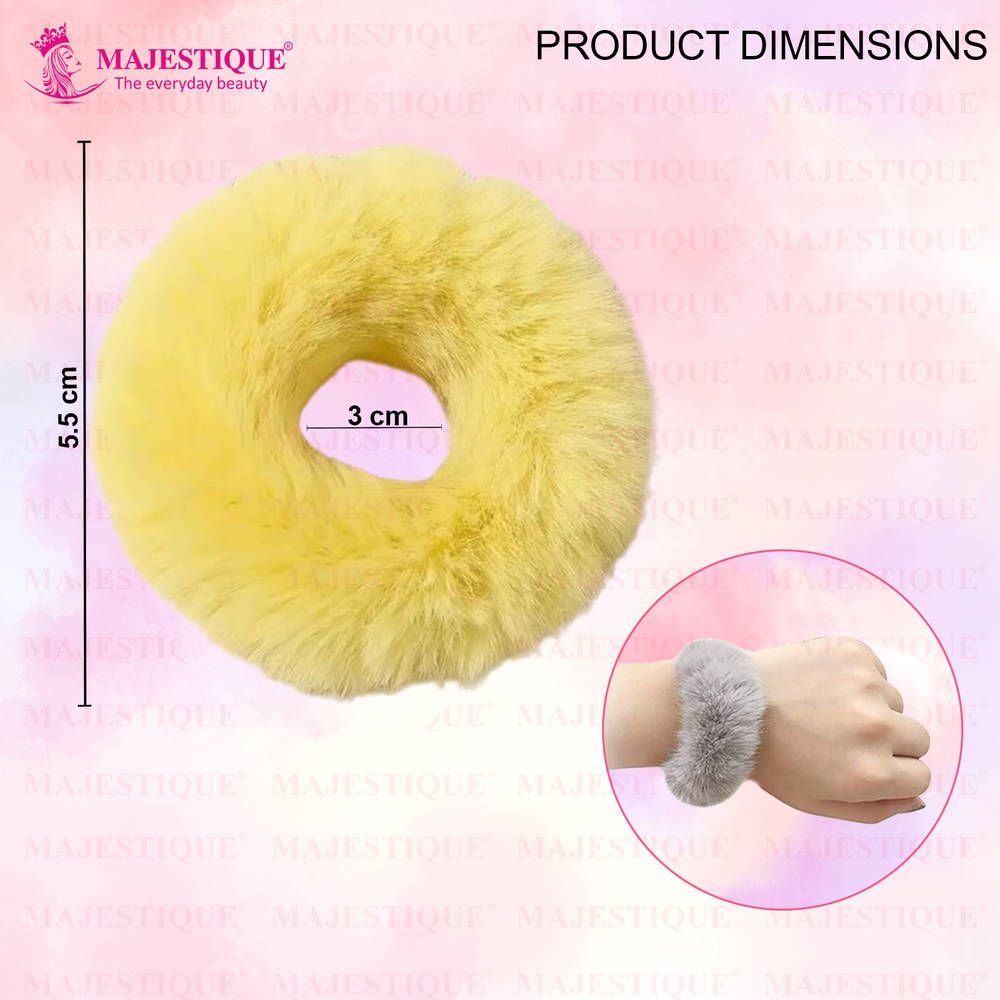 Image 2 of Majestique Fancy Spongy Fur Hair Rubber Band Elastic Ponytail Holder Hair Band - 10Pcs (Multicolor)