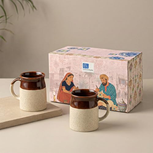 Image 3 of ExclusiveLane Cocoa Rims Studio Pottery Ceramic Coffee Mugs Set of 2