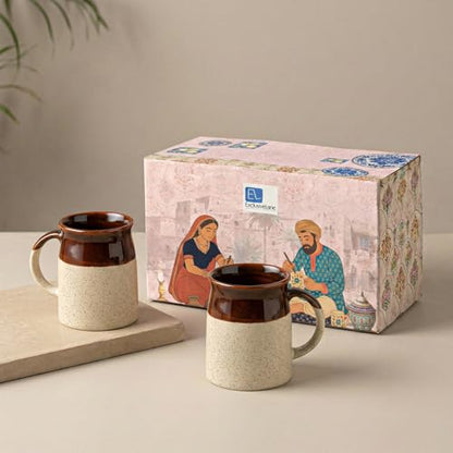 Image 3 of ExclusiveLane Cocoa Rims Studio Pottery Ceramic Coffee Mugs Set of 2