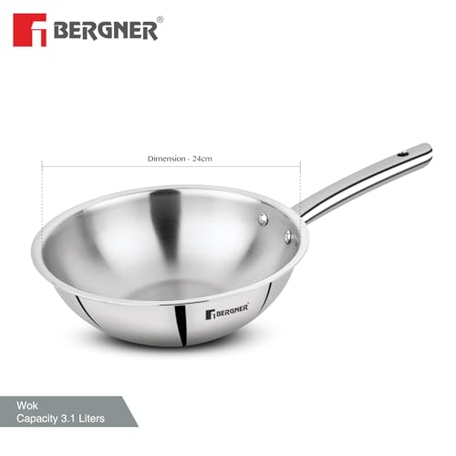 Image 4 of BERGNER TriPro Triply Stainless Steel 24cm (3L) Wok