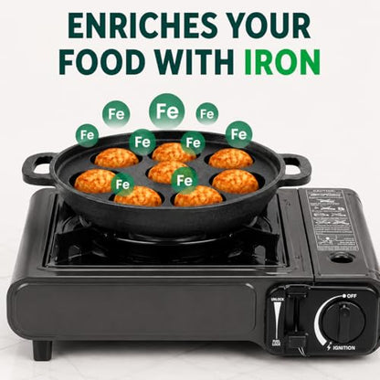 Image 2 of Mixora Cast Iron Paniyaram Patra | Appe Pan Pre-Seasoned | 7 Cavity | 20cm