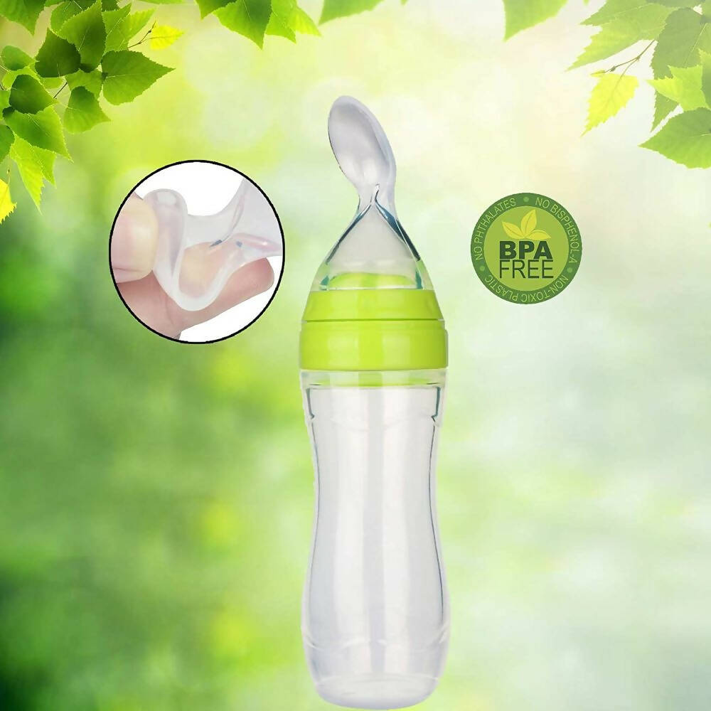 Image 3 of Safe-O-Kid Easy Squeezy Silicone Food Feeder Spoon (Soft Tip) Bottle- Green- 90mL