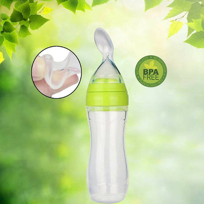 Image 3 of Safe-O-Kid Easy Squeezy Silicone Food Feeder Spoon (Soft Tip) Bottle- Green- 90mL