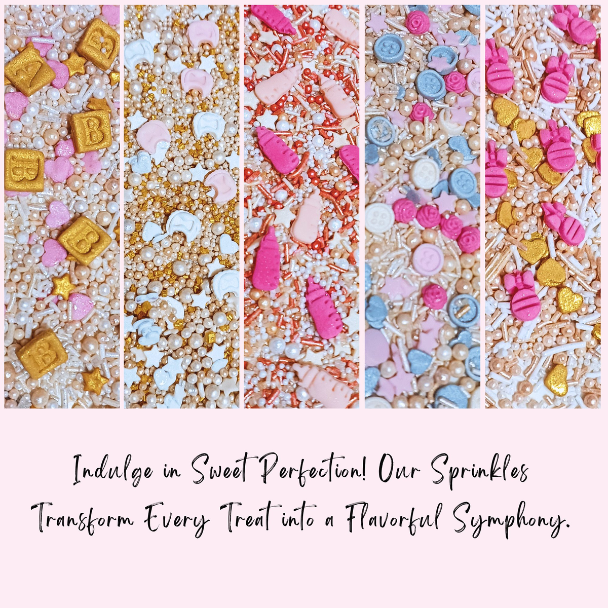 Image 6 of Confect Girls Baby Shower Sprinkles | Mix Heart, Teddy, Baby Feed Bottle & Baby Feet Sprinkles
