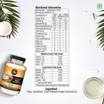 Image 6 of Disano Cold Pressed Virgin Coconut Oil Bottle, Glass Bottle, 500ml