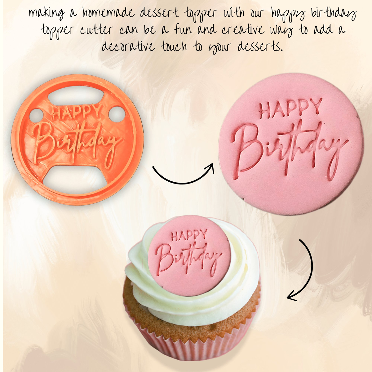 Image 4 of Confect Toppers Cutters | Congratulations Topper Cutter | Fondant Cutter | (Happy Birthday 02)