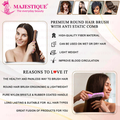 Image 6 of Majestique Round Hair Brush With Comb (Set of 2)