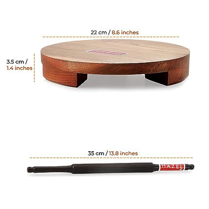 Image 3 of HAZEL Sagwan Polpat Chakla Roti Chapati Maker 23 cm with Sheesham Roti Roller Belan Rolling Pin 35 cm