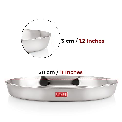 Image 4 of HAZEL Stainless Steel Plates Set 28 cm Pack of 4