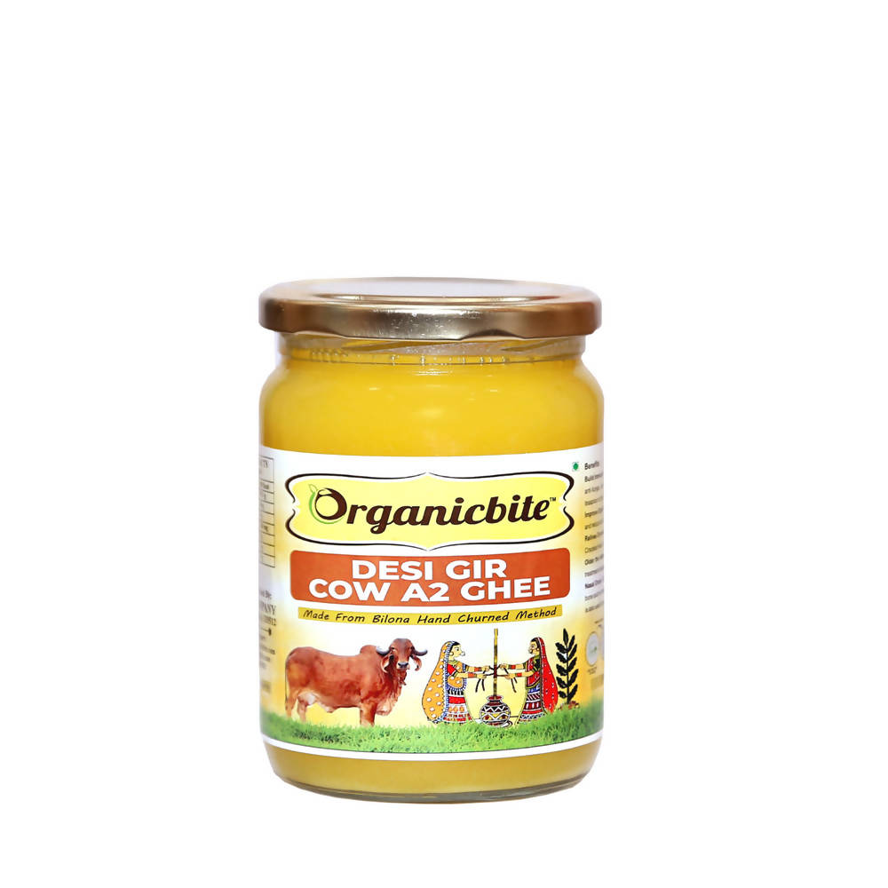 Image 1 of 500 ml / Pack of 1 for the product Organicbite Desi Gir Cow A2 Ghee | Vedic Bilona Method, Curd-Churned Excellence in Grass-Fed Cow Ghee,Pure & Healthy | Cow A2 Ghee