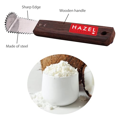 Image 3 of HAZEL Stainless Steel Coconut Grater Manual Wooden Handle