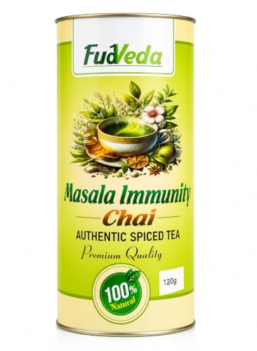 Image 1 of Pack of 1 for the product FudVeda Premium Natural Loose Leaf Tea | Authentic Tea Blend | Rich Aroma & Smooth Taste | Hygienically Packed | Daily Refreshment (Masala Immunity Chai, Pack of 1)