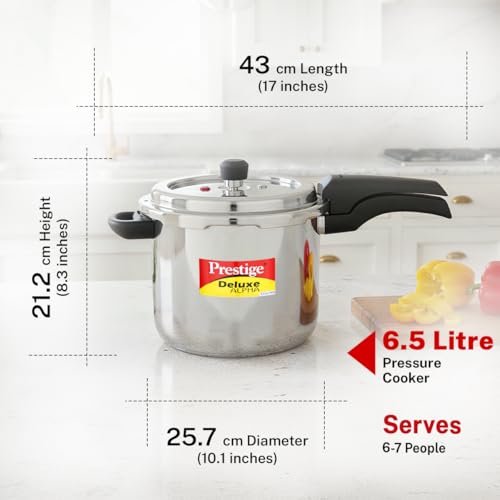 Image 4 of Prestige 6.5 Litre Stainless Steel Deluxe Alpha Svachh Outer Lid Pressure Cooker