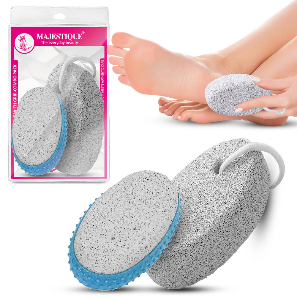 Image 1 of 2 Pcs for the product Majestique Pumice Stone With Grip - Combo Pack, Bathing & Foot Cleaning Stone