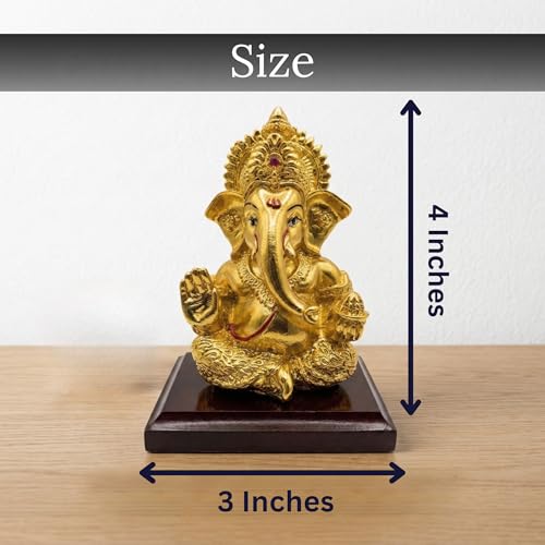 Image 2 of Dev Aastha 24K Gold Plated Ganesha Idol - 4 Inch