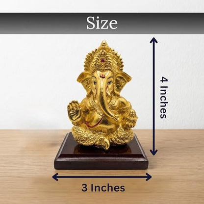 Image 2 of Dev Aastha 24K Gold Plated Ganesha Idol - 4 Inch