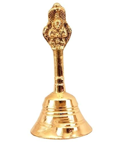 Image 3 of 7.5 Inch for the product Uapan Brass Pooja Bell,Nagpari, Gold