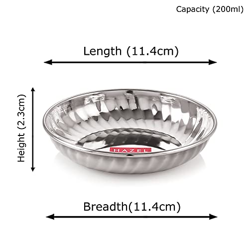 Image 5 of HAZEL Stainless Steel Serving Sweet Dish Dessert Plate Set of 6 200 ml