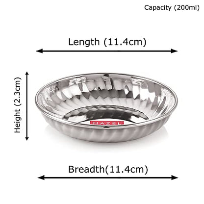Image 5 of HAZEL Stainless Steel Serving Sweet Dish Dessert Plate Set of 6 200 ml