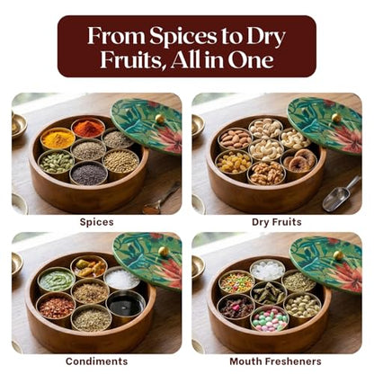Image 9 of nestroots Wooden Masala Box for Kitchen