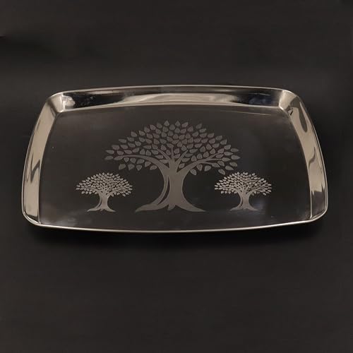Image 1 of Default Title for the product Spillbox Stainless Steel Serving Plate 28 cm Tree Design