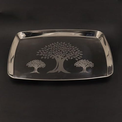 Image 1 of Default Title for the product Spillbox Stainless Steel Serving Plate 28 cm Tree Design