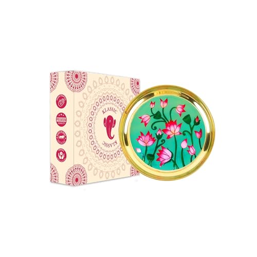 Image 3 of Klassic 6 Inch Handcrafted Brass Thali/Aarti Plate | Lotus Design, Medium (Pack Of 1)