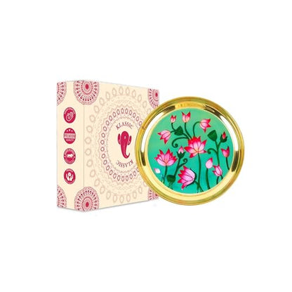 Image 3 of Klassic 6 Inch Handcrafted Brass Thali/Aarti Plate | Lotus Design, Medium (Pack Of 1)
